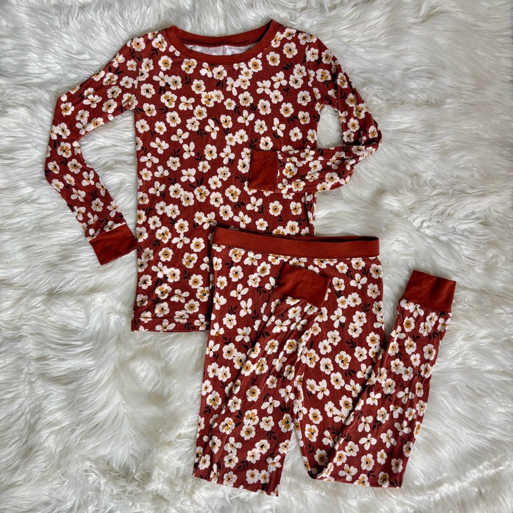 Little Sleepies Mocha Blossom 2 Piece Pajamas Size 5/6